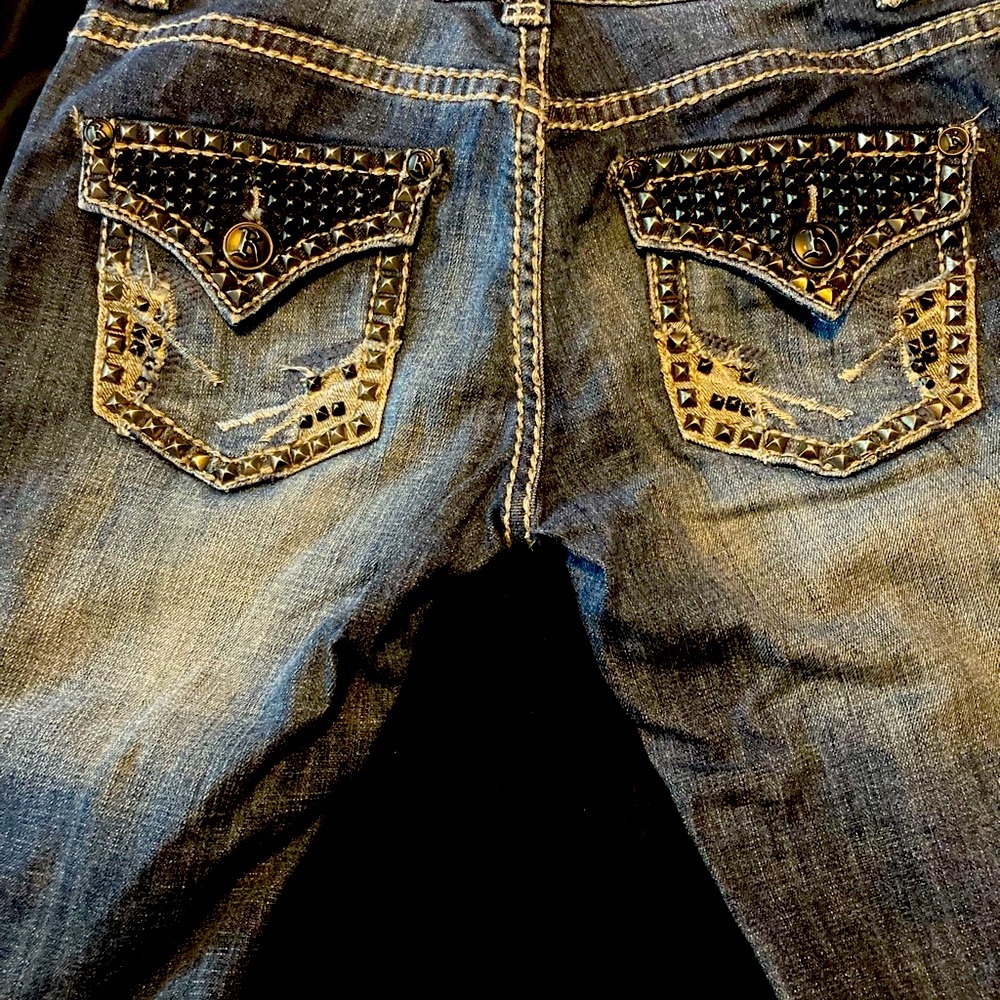 Rock And Roll Cowgirl Size 26 x 32 Blue Jeans unique embellishments straight leg - Picture 3 of 12